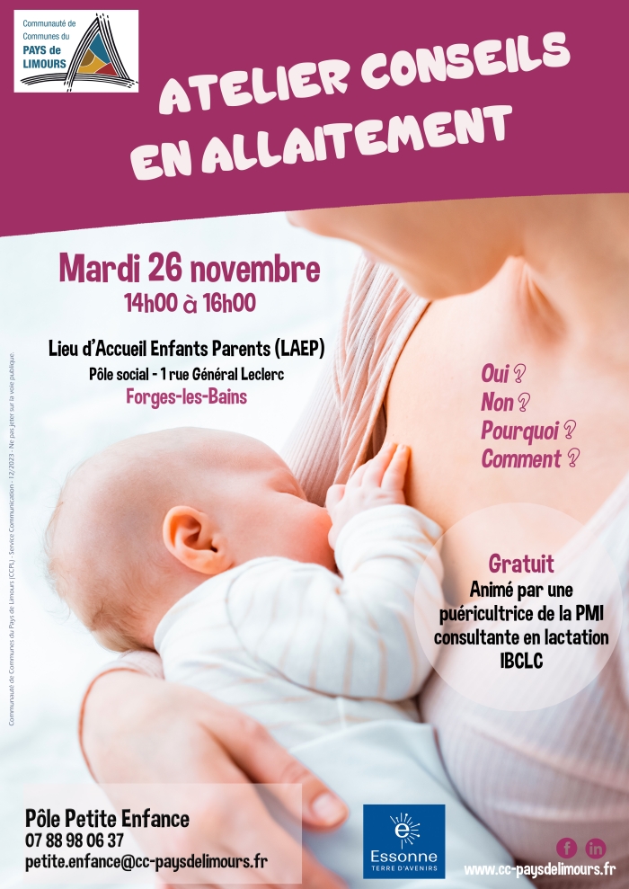 Atelier parentalité conseils en allaitement mardi 26 novembre