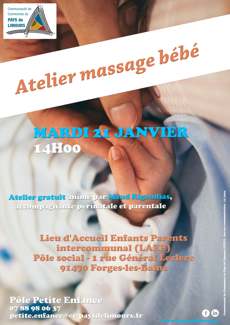 Atelier parentalité massage bébé 21 janvier 2025