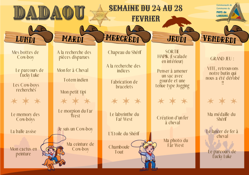 Programme de l’ACM Maternel des vacances d’hiver - Dadaou 2