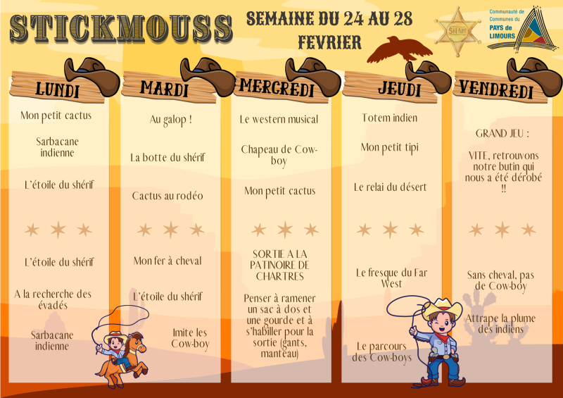 Programme de l’ACM Maternel des vacances d’hiver - Stickmouss 2